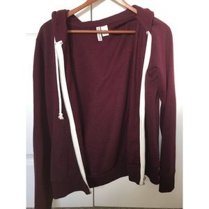 H&M maroon zip-up hoodie